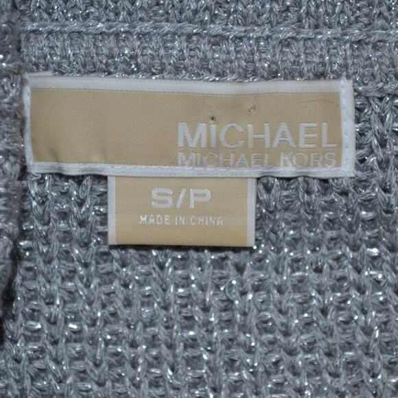 Michael Kors Sweater Silver Sparkle Turtle-Neck Top Size Small (Women's) Glitter - Picture 2 of 4